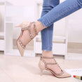 Leather Rivet Pumps Women High Heel