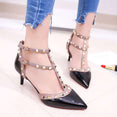 Leather Rivet Pumps Women High Heel