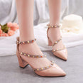 Leather Rivet Pumps Women High Heel