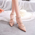 Leather Rivet Pumps Women High Heel