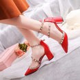 Leather Rivet Pumps Women High Heel