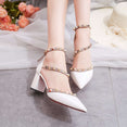 Leather Rivet Pumps Women High Heel