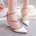 Leather Rivet Pumps Women High Heel