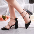 Leather Rivet Pumps Women High Heel