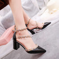 Leather Rivet Pumps Women High Heel