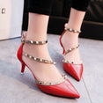 Leather Rivet Pumps Women High Heel