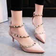 Leather Rivet Pumps Women High Heel