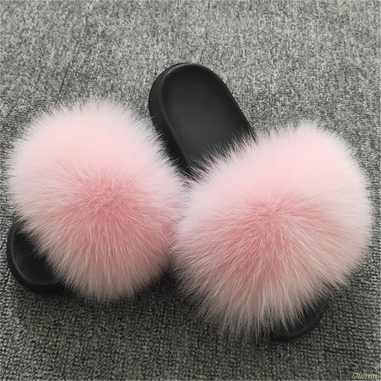 Cute Plush Fox Hair Fluffy Furry Slippers