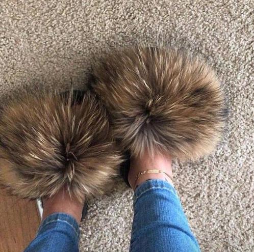 Cute Plush Fox Hair Fluffy Furry Slippers