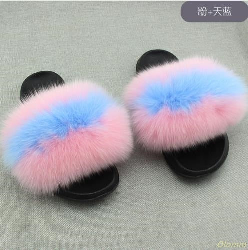 Cute Plush Fox Hair Fluffy Furry Slippers