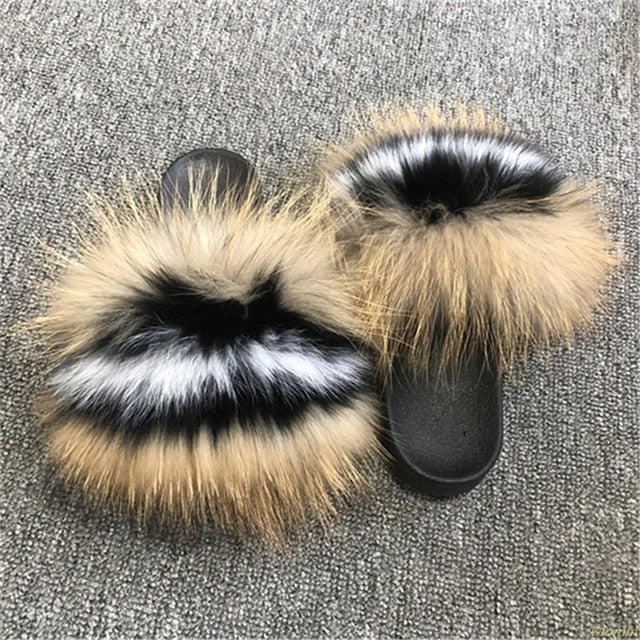 Cute Plush Fox Hair Fluffy Furry Slippers