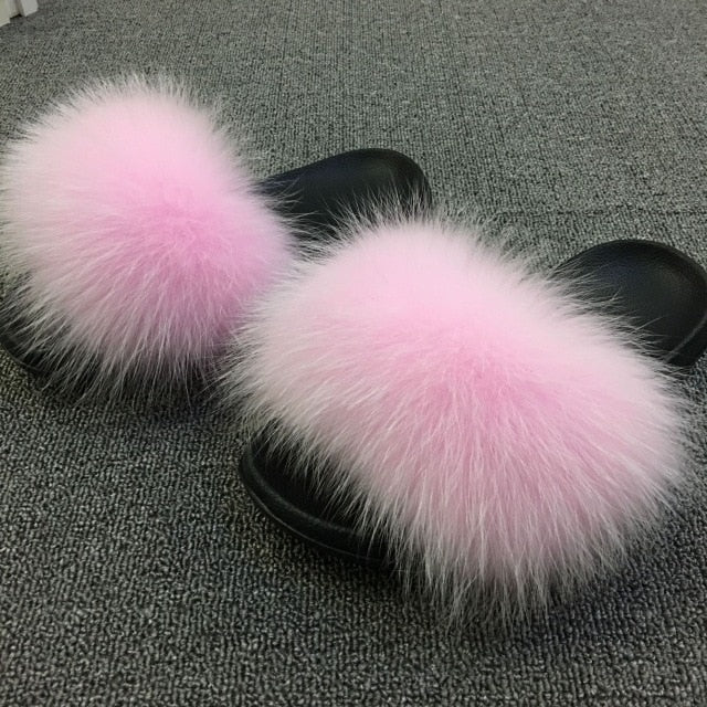 Cute Plush Fox Hair Fluffy Furry Slippers