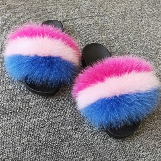 Cute Plush Fox Hair Fluffy Furry Slippers