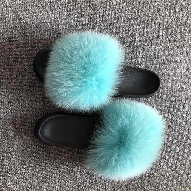 Cute Plush Fox Hair Fluffy Furry Slippers