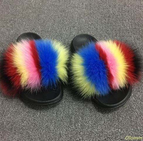 Cute Plush Fox Hair Fluffy Furry Slippers