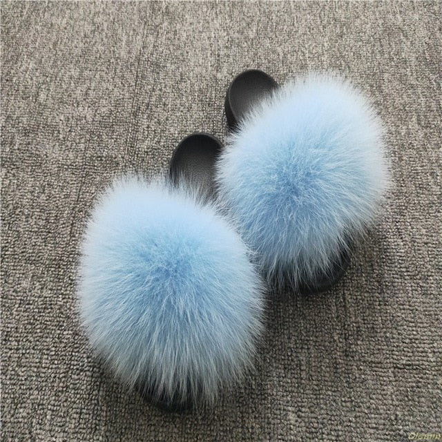 Cute Plush Fox Hair Fluffy Furry Slippers