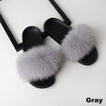 Real Fox Fur Slides Home Furry Slippers