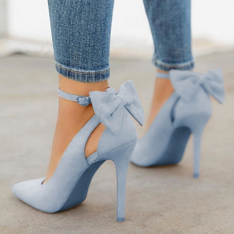 Pointed Toe Buckle Strap Butterfly High Heels