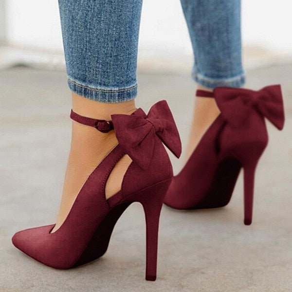 Pointed Toe Buckle Strap Butterfly High Heels