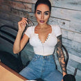 Sexy Women Short Sleeve Crop Top Blouse