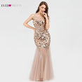 Elegant Plus Size Gold Sequined Mermaid Evening Dresses