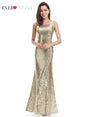 Elegant Plus Size Gold Sequined Mermaid Evening Dresses