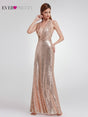 Elegant Plus Size Gold Sequined Mermaid Evening Dresses