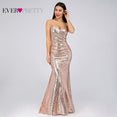 Elegant Plus Size Gold Sequined Mermaid Evening Dresses