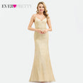 Elegant Plus Size Gold Sequined Mermaid Evening Dresses