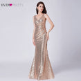 Elegant Plus Size Gold Sequined Mermaid Evening Dresses