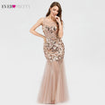 Elegant Plus Size Gold Sequined Mermaid Evening Dresses