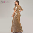 Elegant Plus Size Gold Sequined Mermaid Evening Dresses