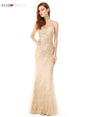 Elegant Plus Size Gold Sequined Mermaid Evening Dresses