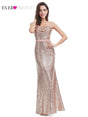 Elegant Plus Size Gold Sequined Mermaid Evening Dresses