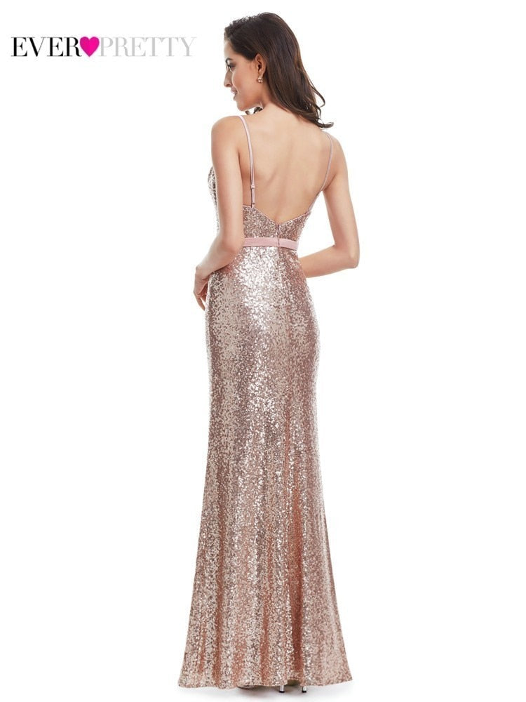 Elegant Plus Size Gold Sequined Mermaid Evening Dresses