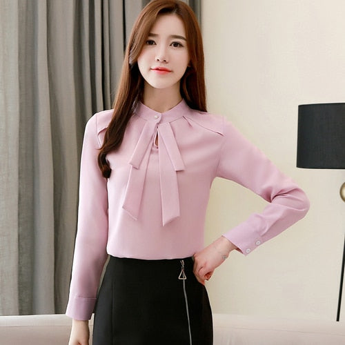 Chiffon Bow Collar Office Blouse