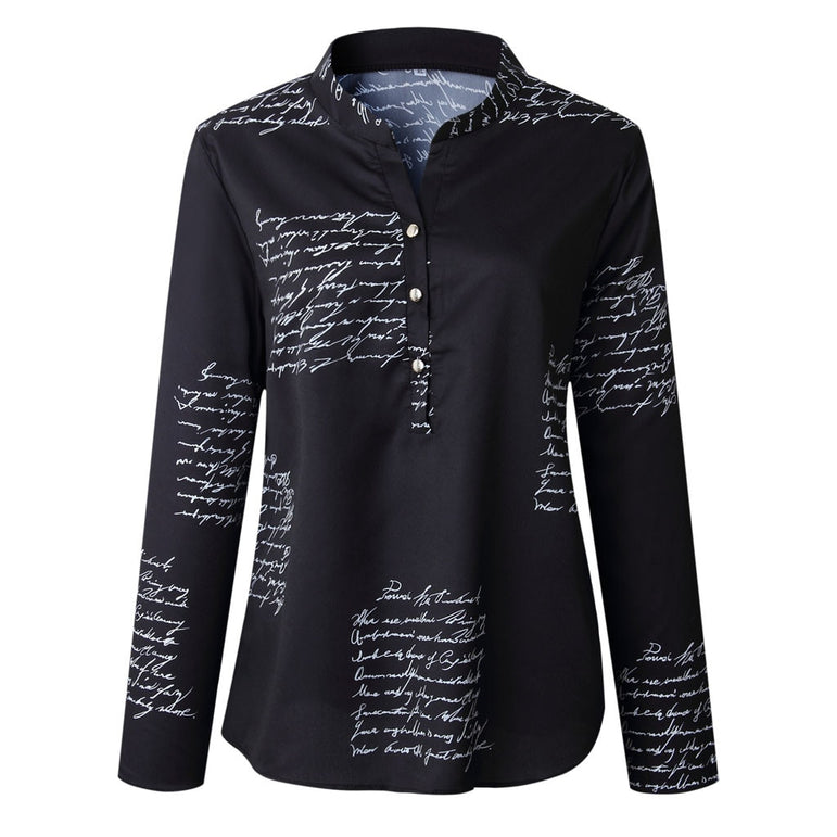 Women Letters Printing Blouses