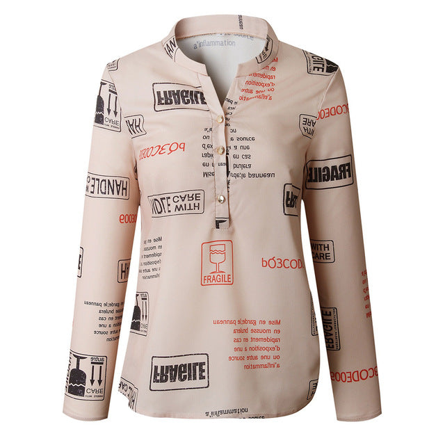 Women Letters Printing Blouses