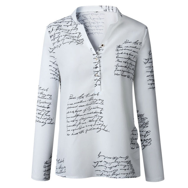 Women Letters Printing Blouses