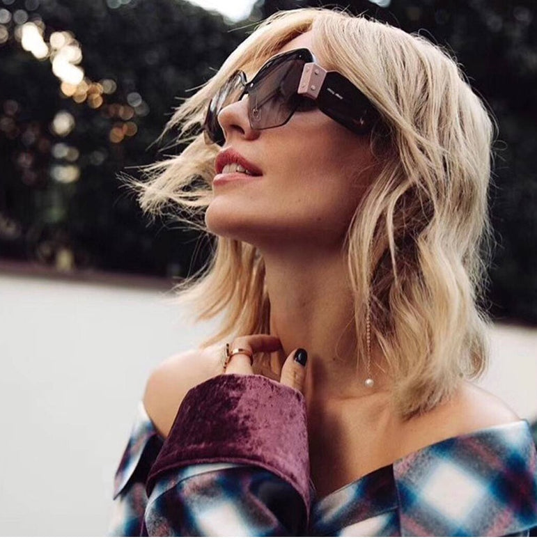 Luxury Half Frame Square Women Rivet Sunglasses