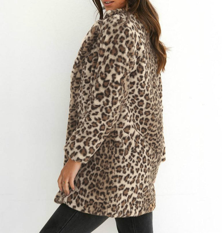 Leopard Outwears Winter Faux Fur Coat