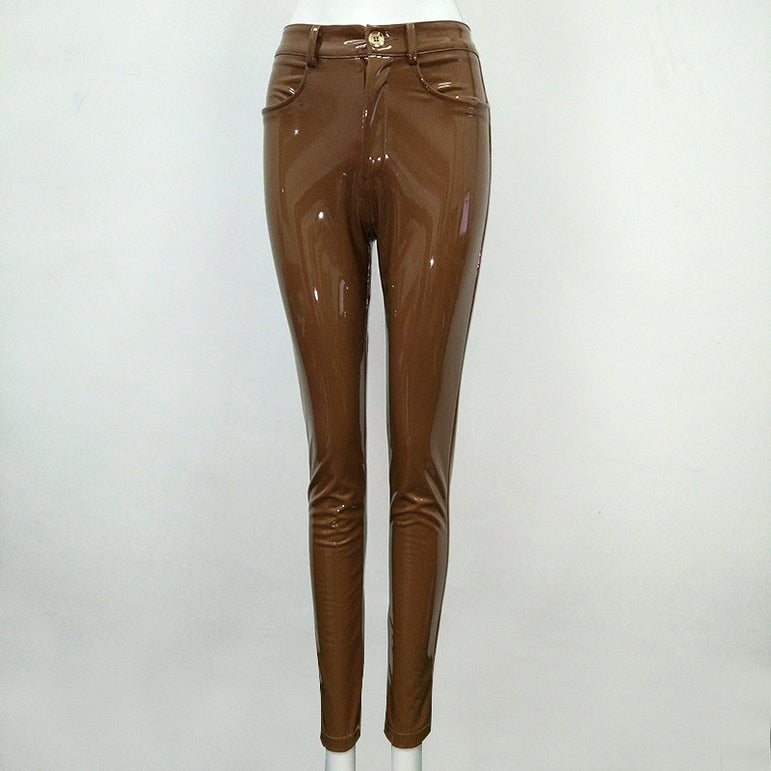 Leather Bodycon Flat Pencil Women Pants