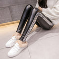 Leather Velvet Women High Waist pants