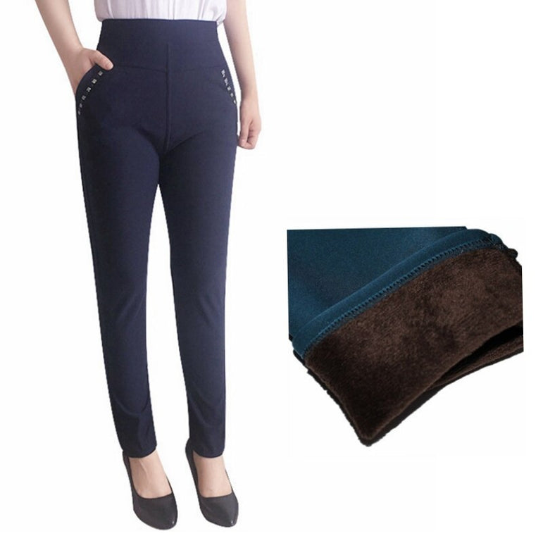 Casual Style Women Velvet Warm Pants