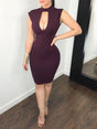 Hollow Out Bandage Bodycon Sleeveless Party Mini Dress