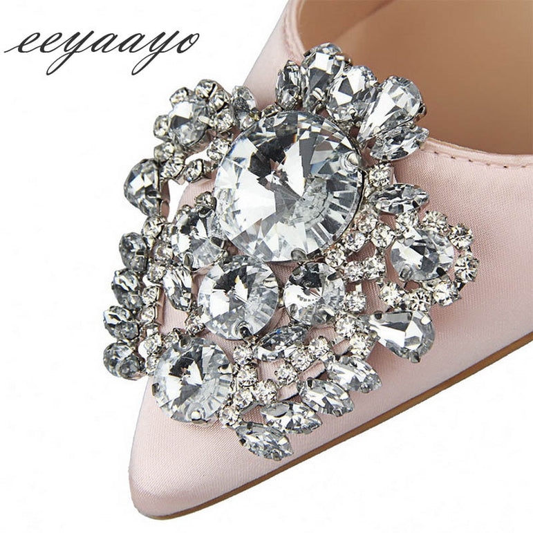 Elegant Crystal Pointed Toe Thin Women Pumps High Heel