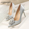 Elegant Crystal Pointed Toe Thin Women Pumps High Heel