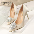 Elegant Crystal Pointed Toe Thin Women Pumps High Heel