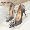 Elegant Crystal Pointed Toe Thin Women Pumps High Heel