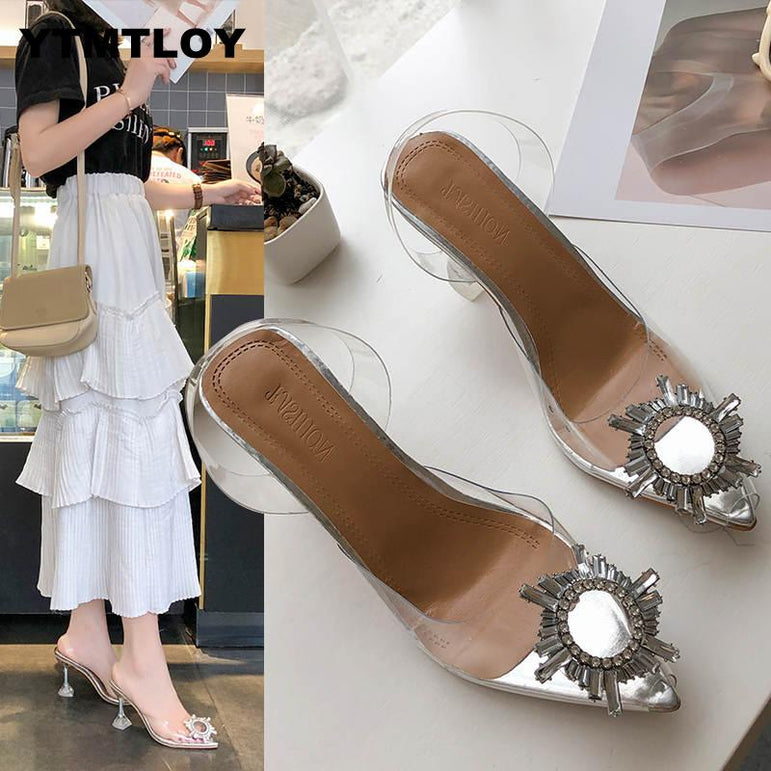 Luxury Pointed Toe Slip on Pumps Transparent High Heels